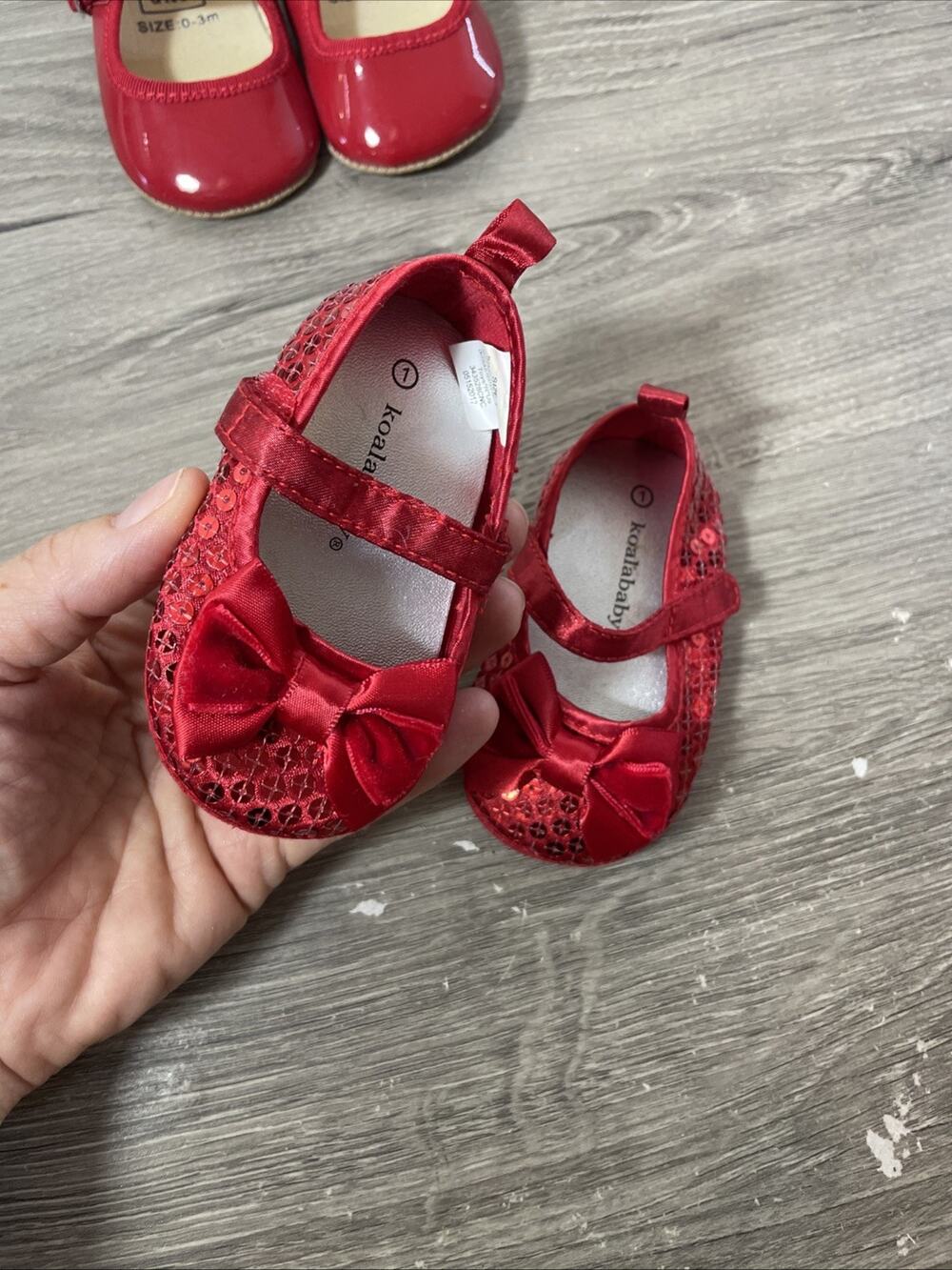Lot of 2 Baby Girl Red Dress Shoes Size 1 Koala Baby Sequin Baby Gap Patent